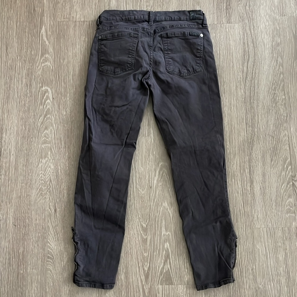 7 for All Mankind Zipper Pants Cropped Skinny Gray Women Size 27 - Picture 5 of 8